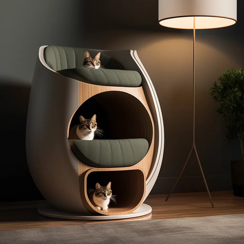 Cat House Apartment  Modern Cat Furniture Table Luxury Cat Bed Pet Furniture 3D Printing Environmentally Friendly Materials