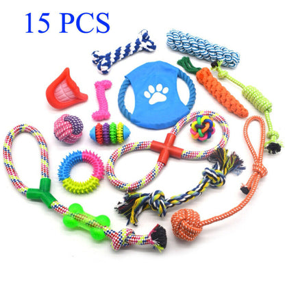 15-Tlg Set Hunde Spielzeug Aus Seil Kauspielzeug Pet Dog Toy Hund Welpen Kauen